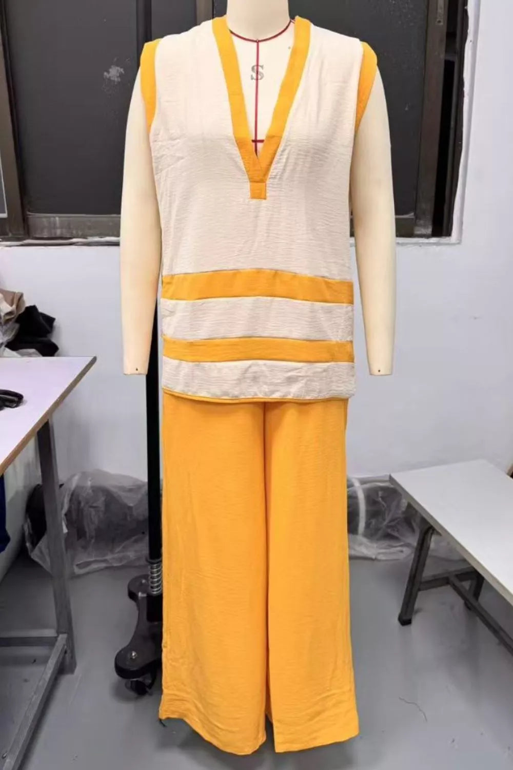 Sleeveless Top and Wide Leg Pants Set