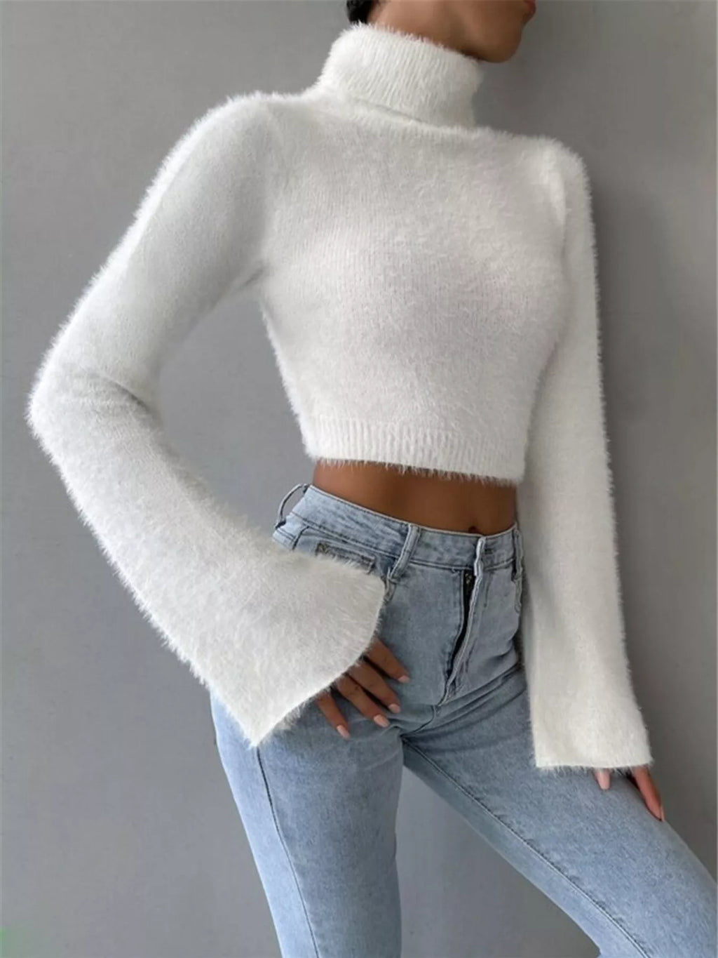 Turtleneck Flare Sleeve Sweater