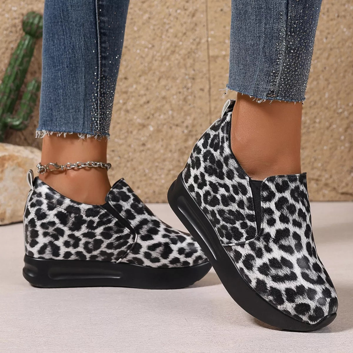 Leopard Platform Slip-Ons