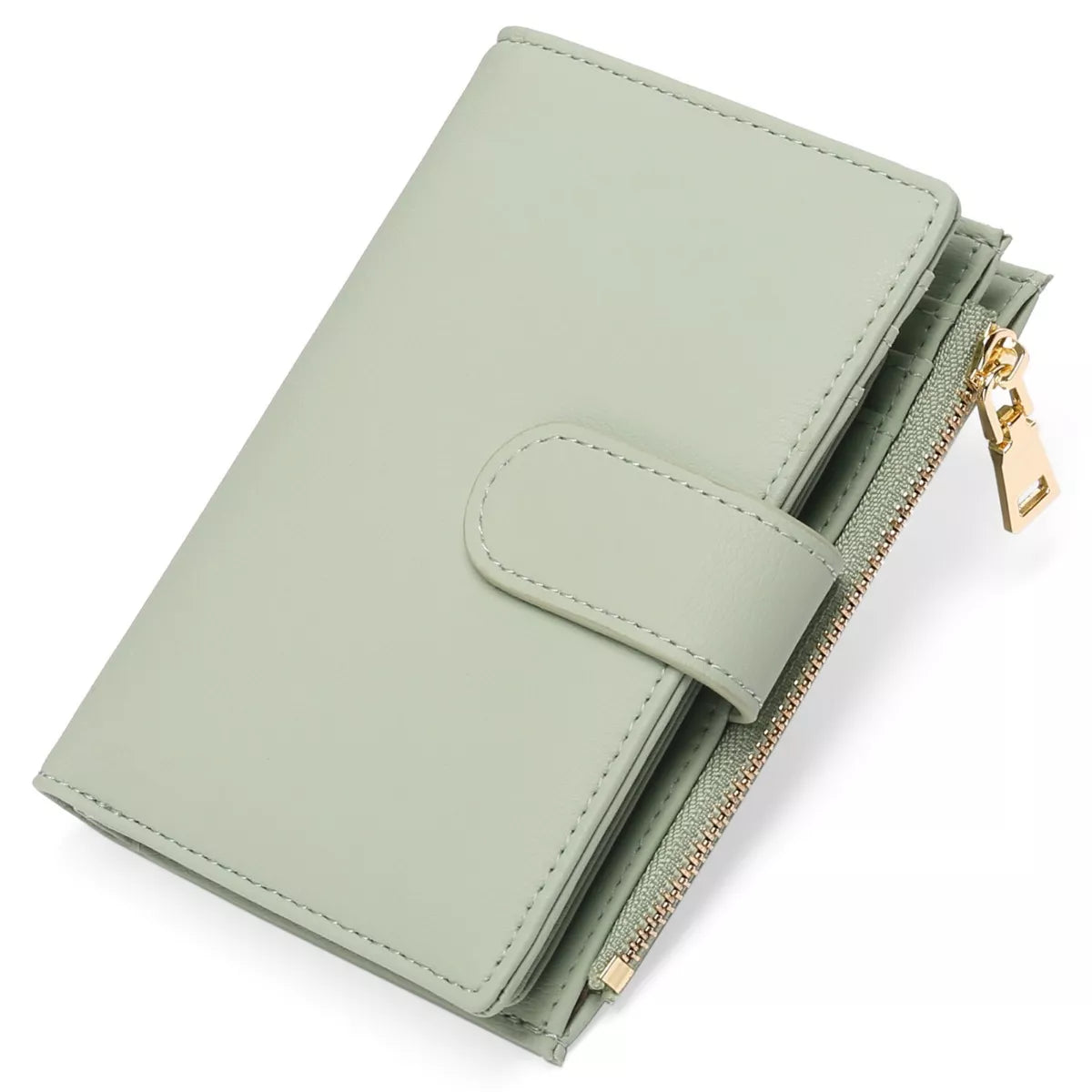 Leather Bifold Wallet with Zipper