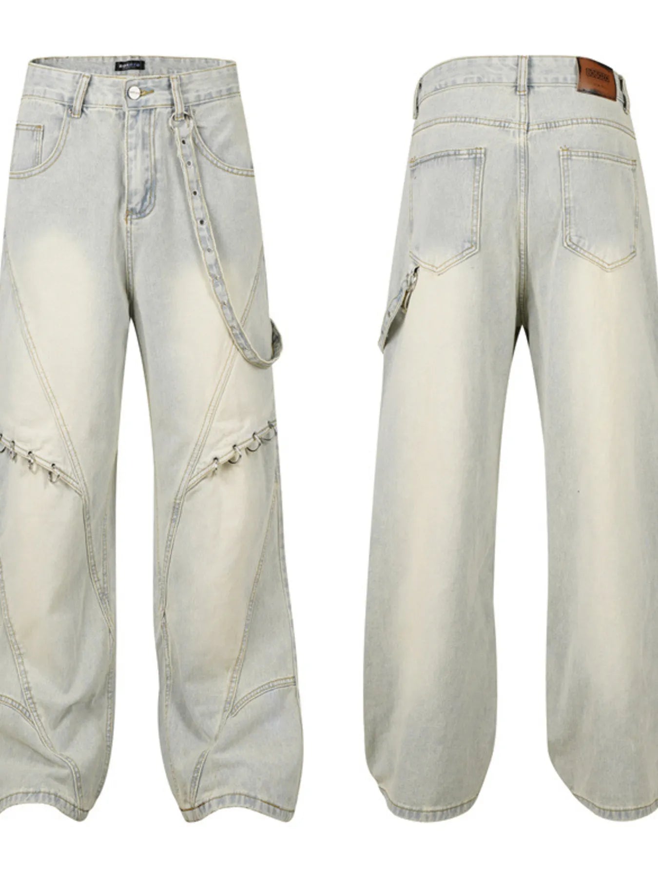 Men's Frayed Hem Wide Leg Jeans