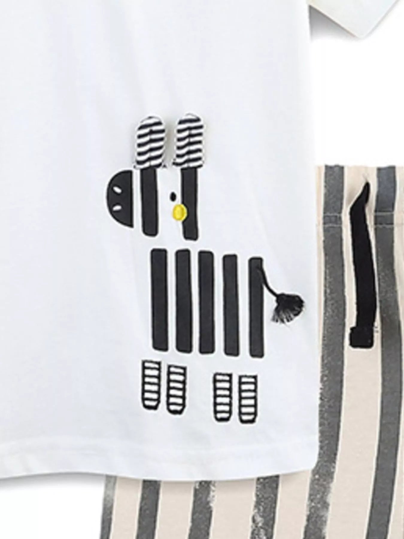 Children's Zebra Short Sleeve Tee and Striped Shorts Set