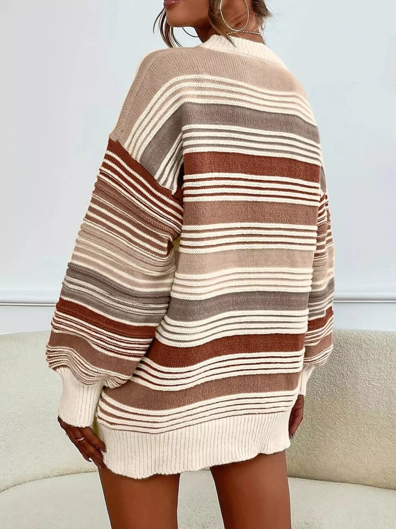 Striped Knit Long Sleeve Sweater