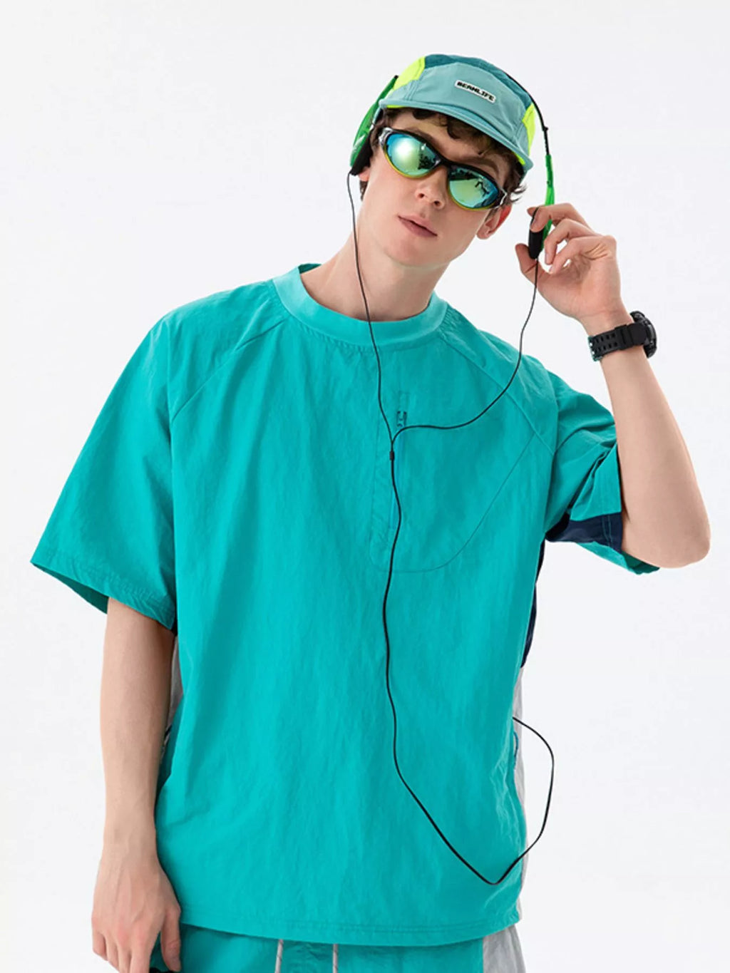 Men's Contrast Round Neck Short Sleeve T-Shirt