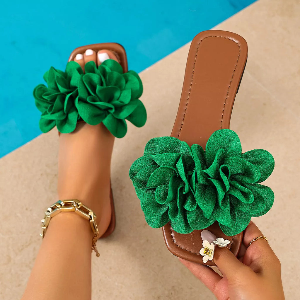 Floral Embellished Flat Sandals