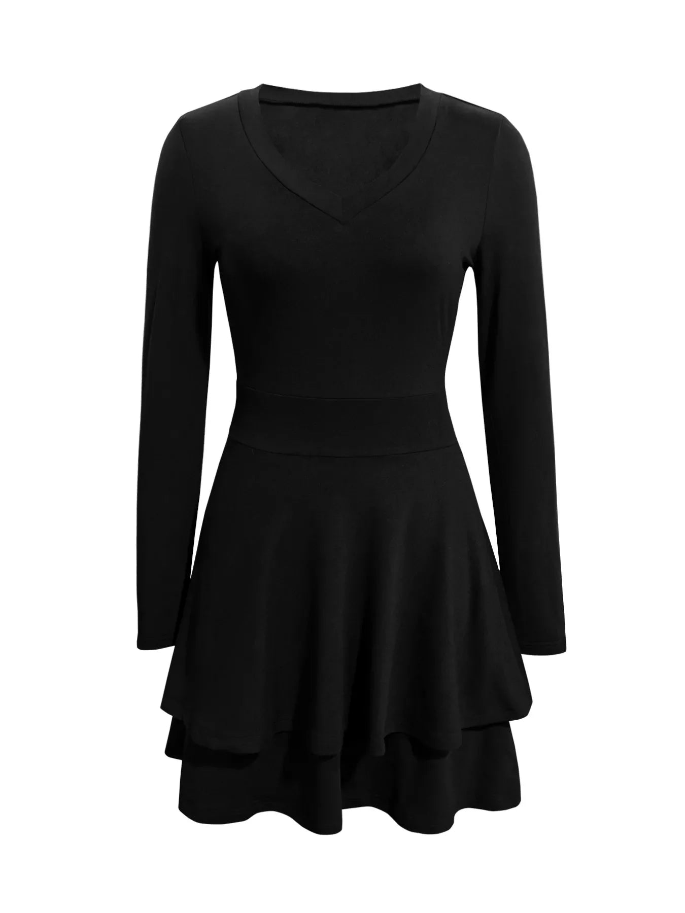 V-Neck Layered Ruffle Mini Dress
