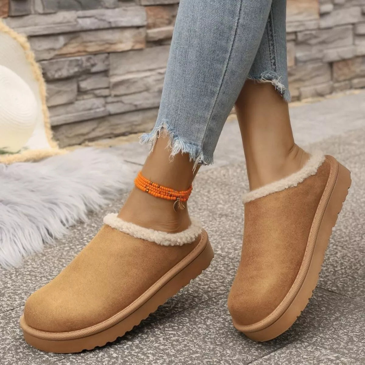 Cozy Plush Lined Platform Slippers