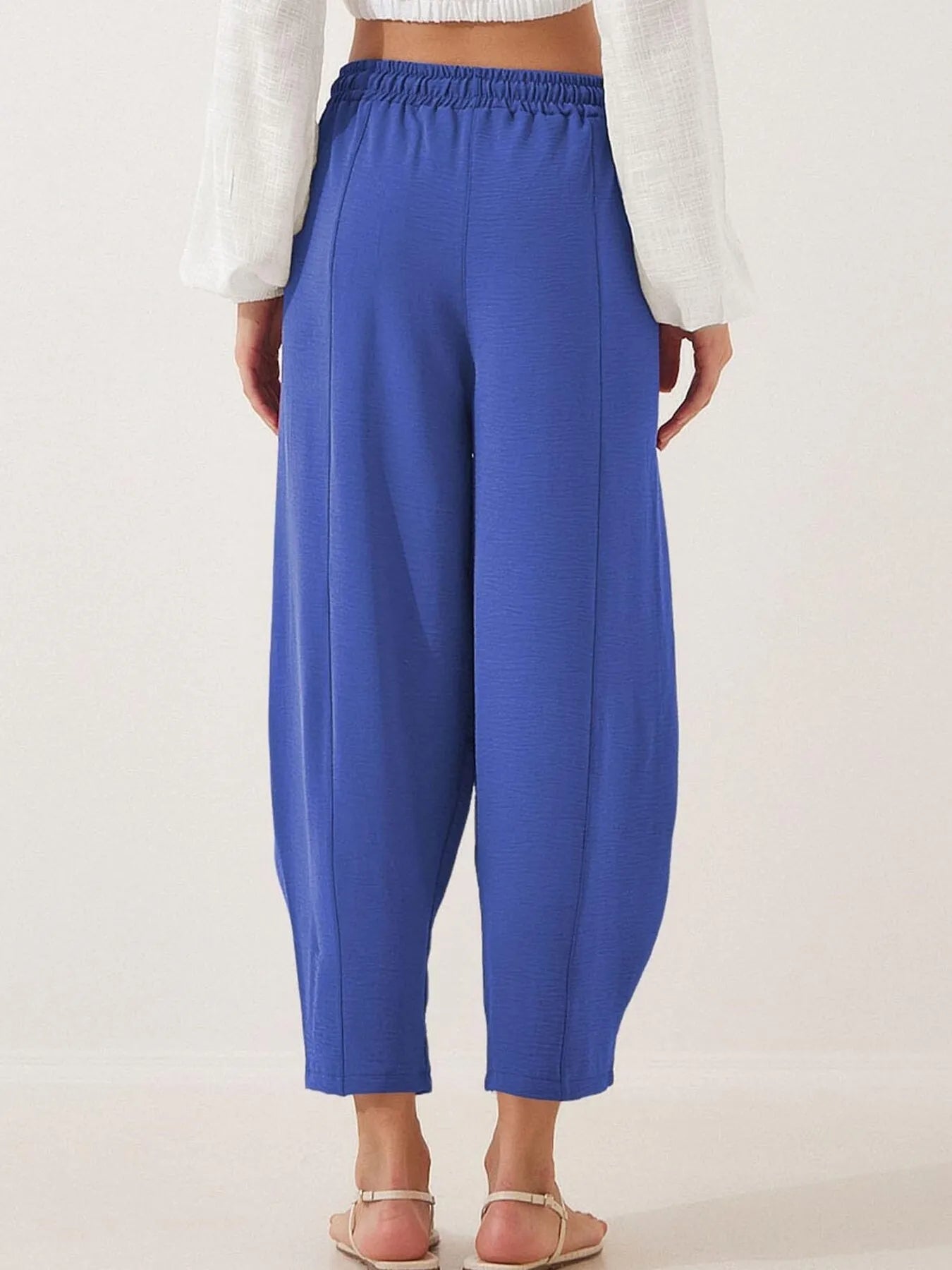 Full Size Drawstring Wide Leg Cropped Pants Plus Size
