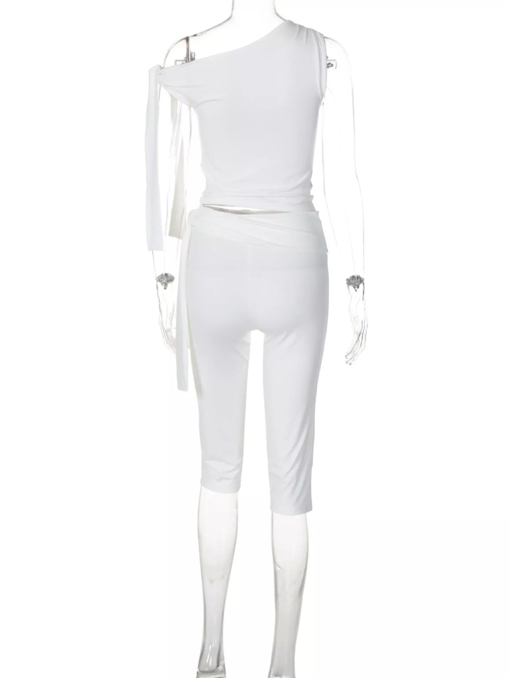 Tied One Shoulder Top and Capris Set