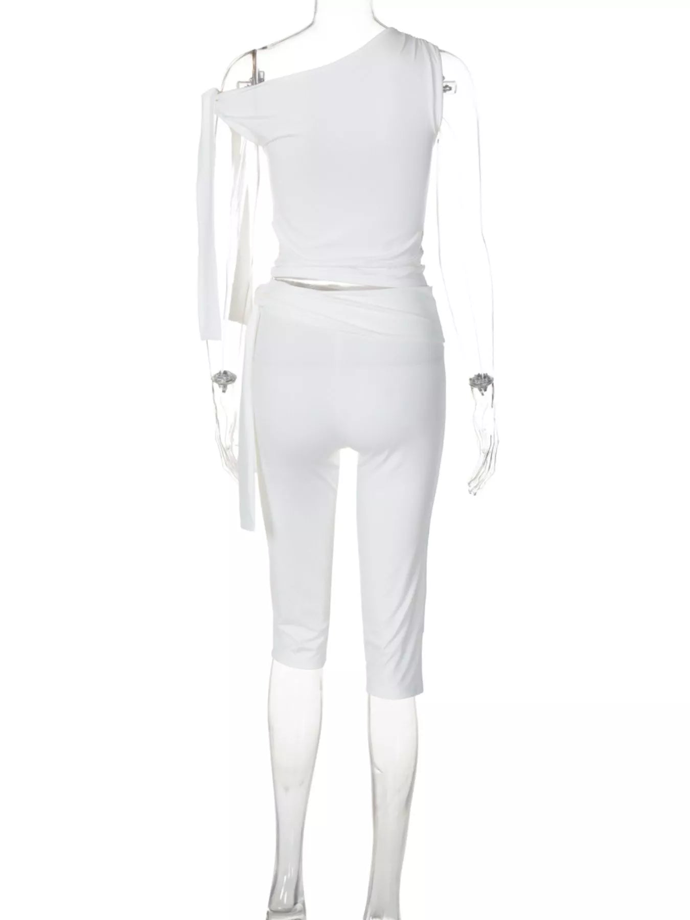 Tied One Shoulder Top and Capris Set