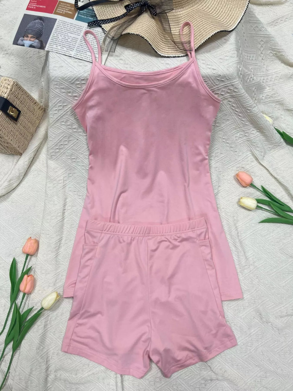 Scoop Neck Cami and Shorts Active Set