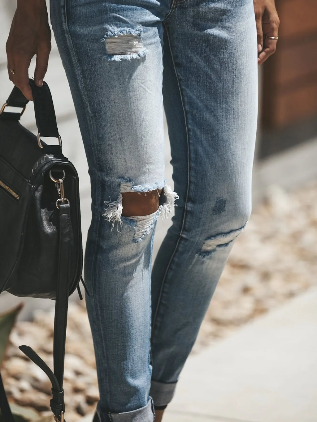 Distressed Button-Fly Skinny Jeans
