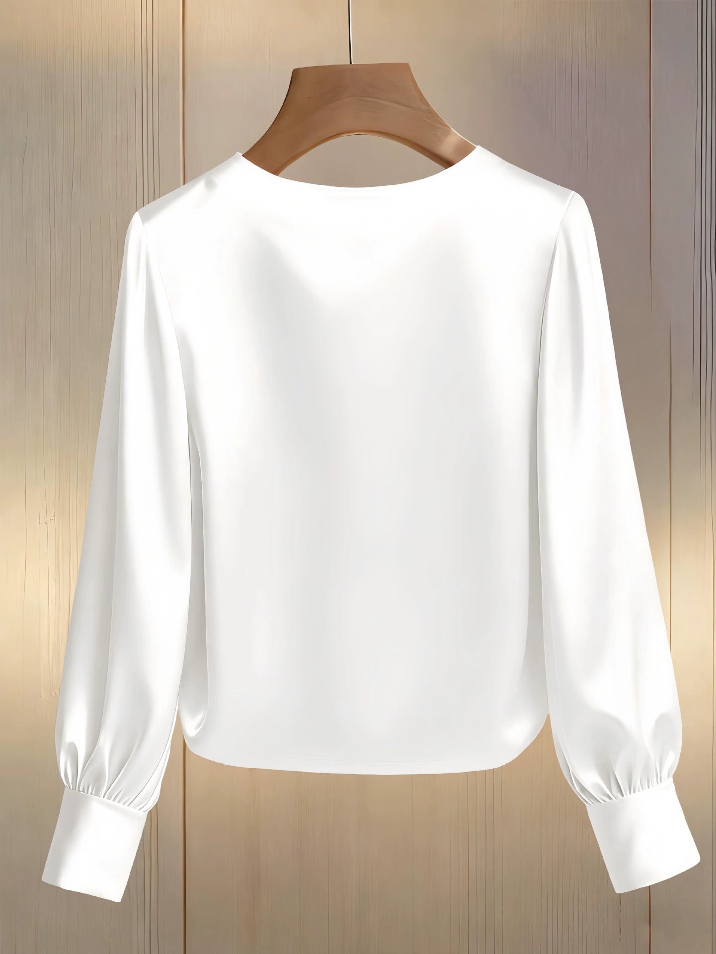 Pearl Trim Round Neck Silk Blouse