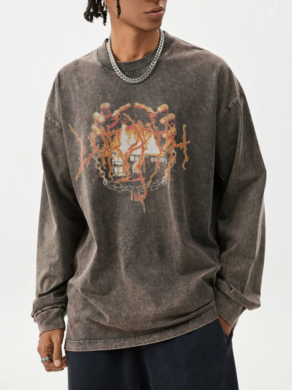 Men's Graphic Oversized Long Sleeve T-Shirt