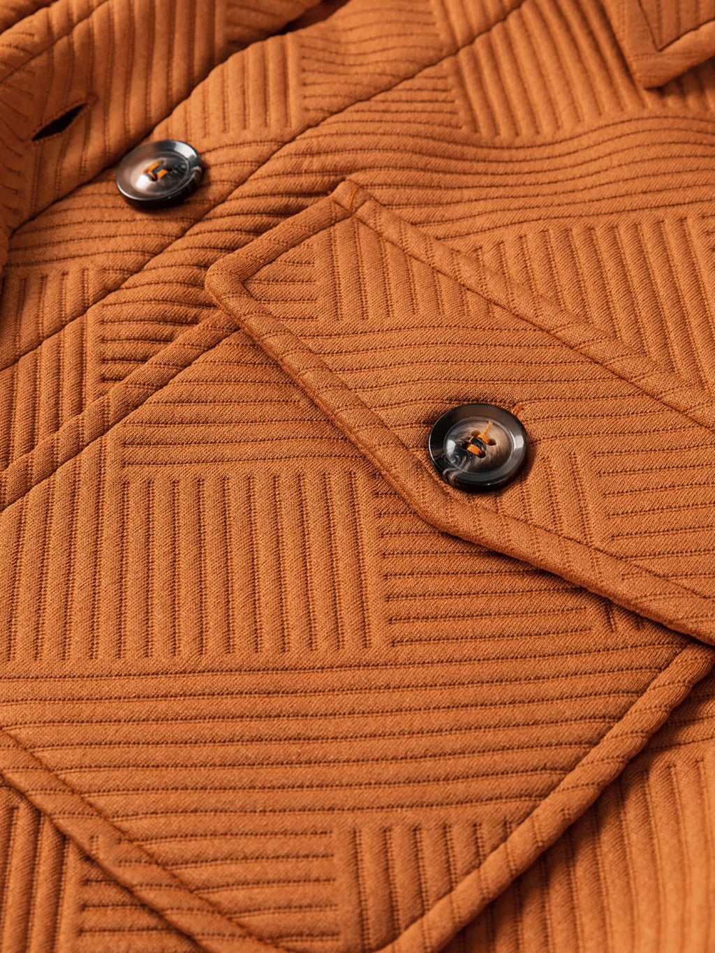 Textured Collared Drop Shoulder Buttoned Front Coat