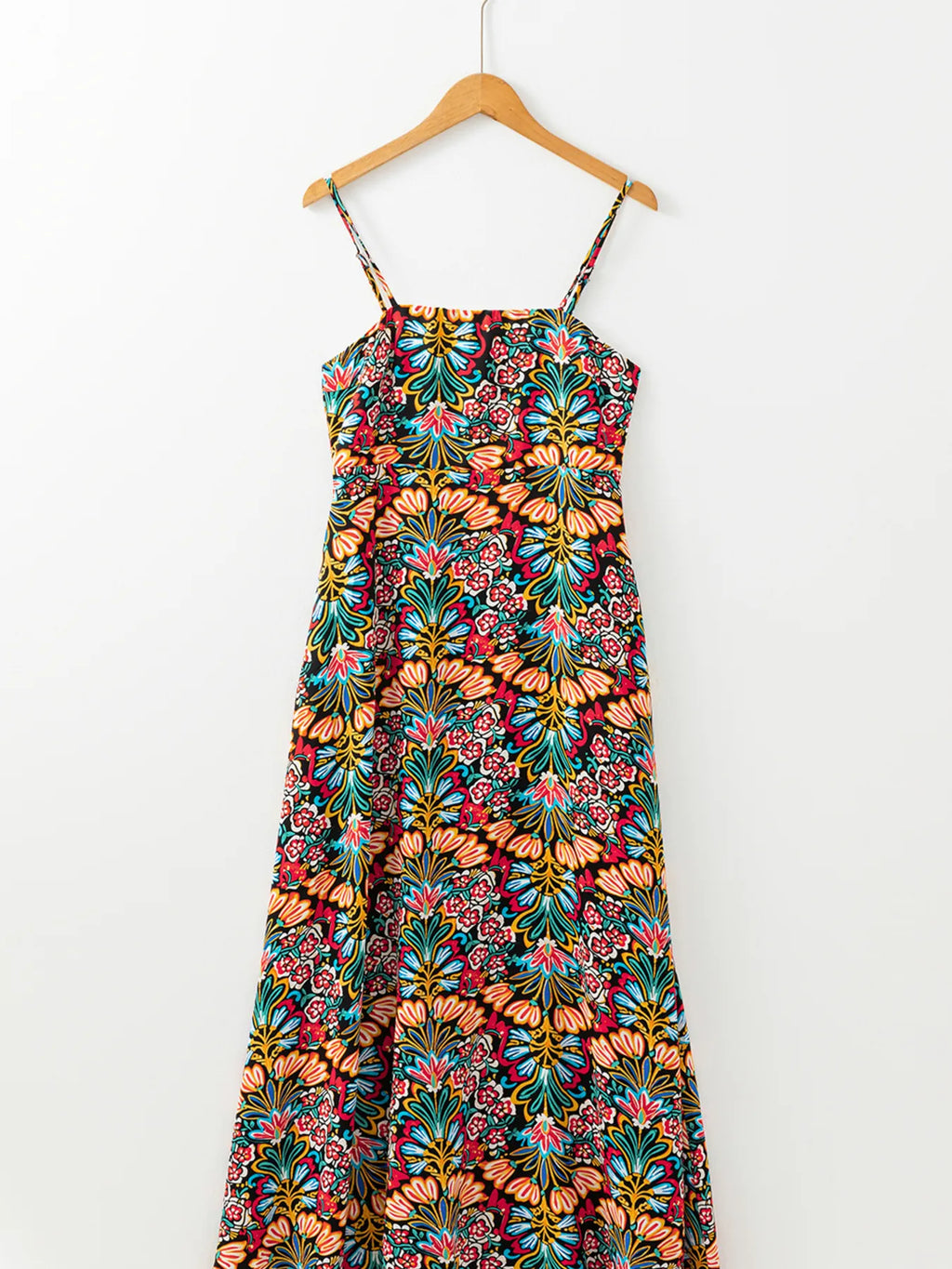 Floral Print Thin Straps High Waist Maxi Dress
