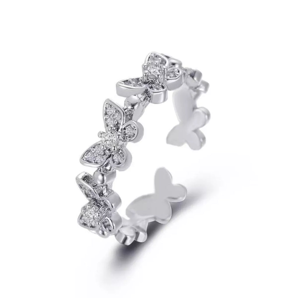 925 Sterling Silver Butterfly Open Ring
