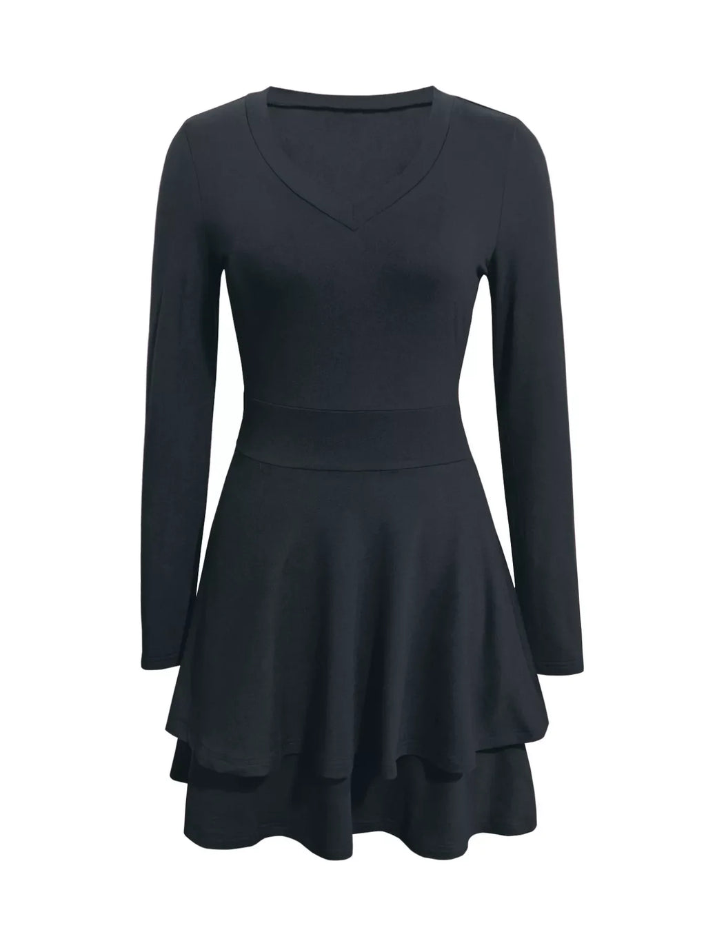 V-Neck Layered Ruffle Mini Dress