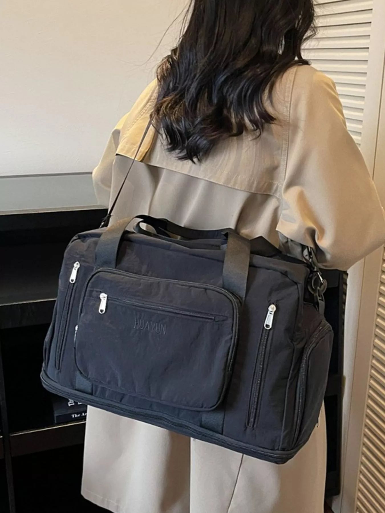 Canvas Duffel Bag with Multiple Pockets