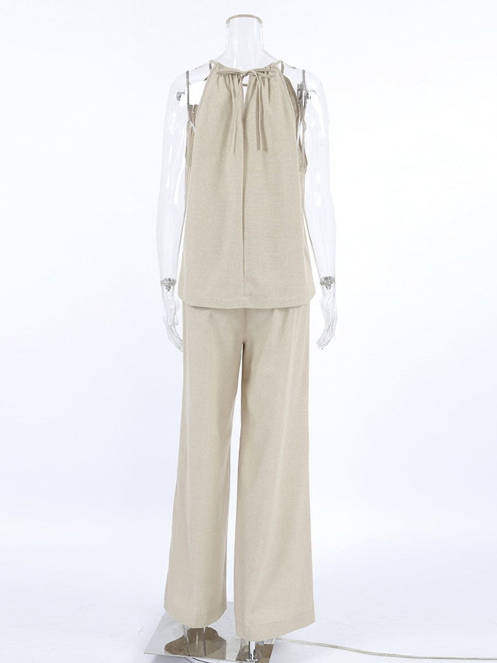 Cutout Tank and Wide Leg Pants Set