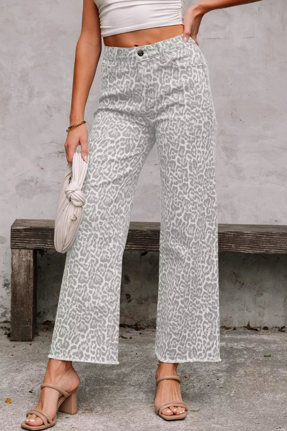 Leopard Print Wide Leg Jeans