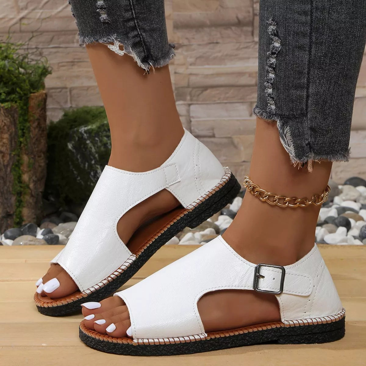 Open Toe Buckle Sandals