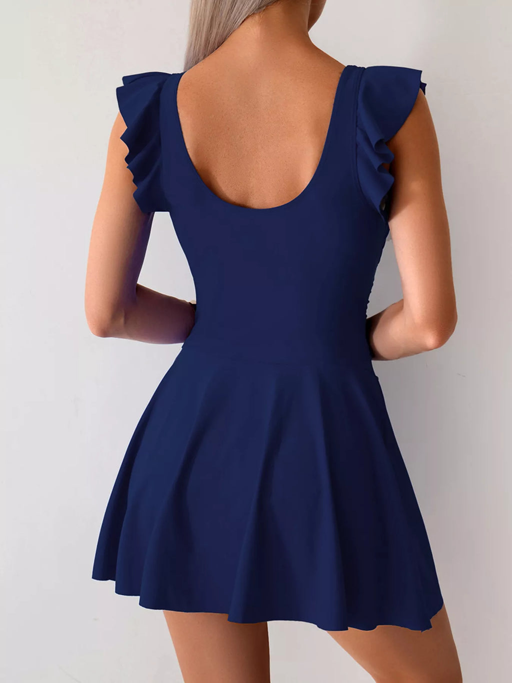 Ruffled Sleeve One-Piece Swim Dress