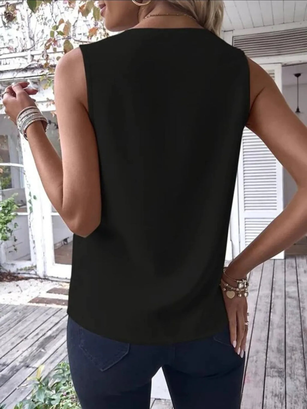 Full Size  V-Neck Contrast Tank Plus Size
