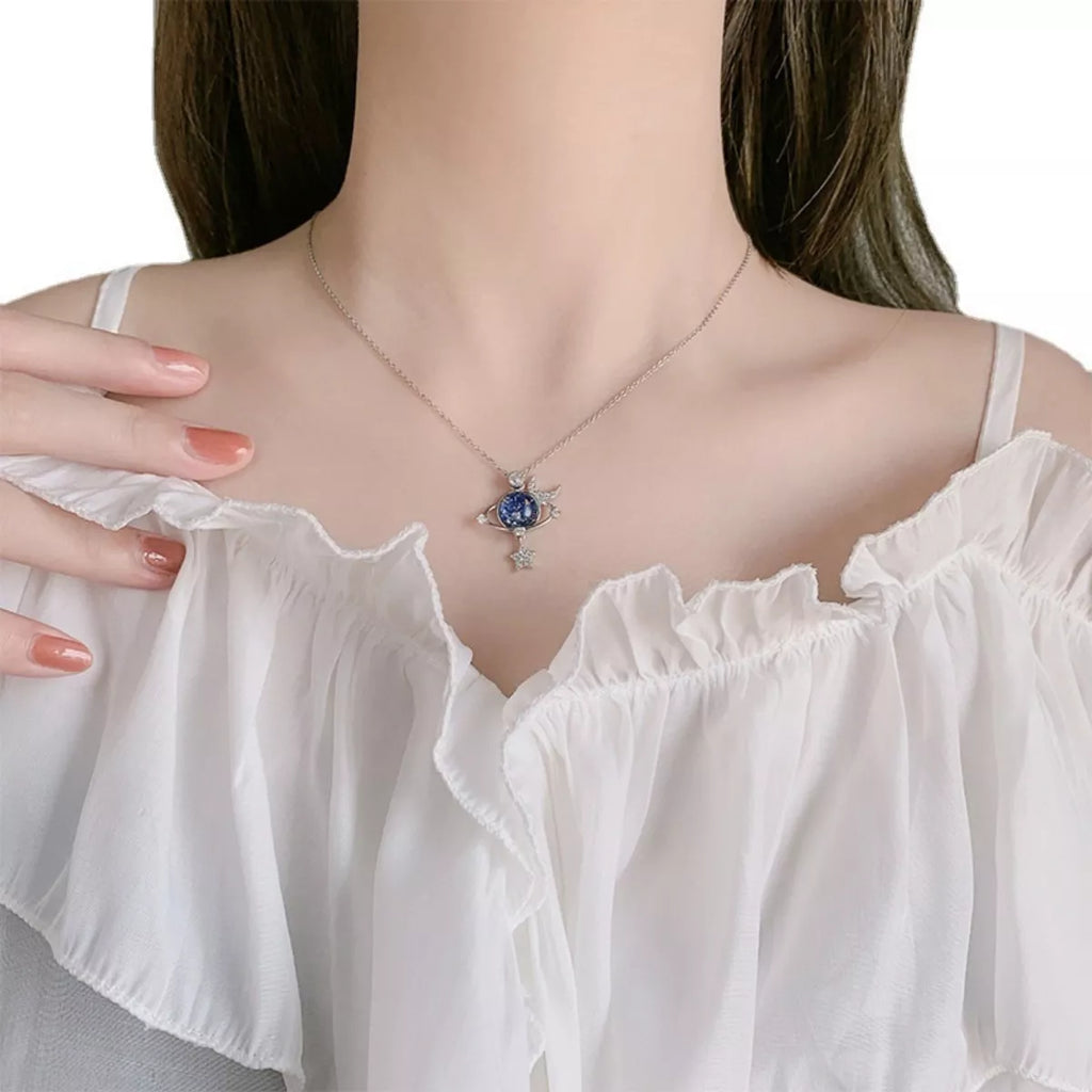 925 Sterling Silver Planet Pendant Necklace