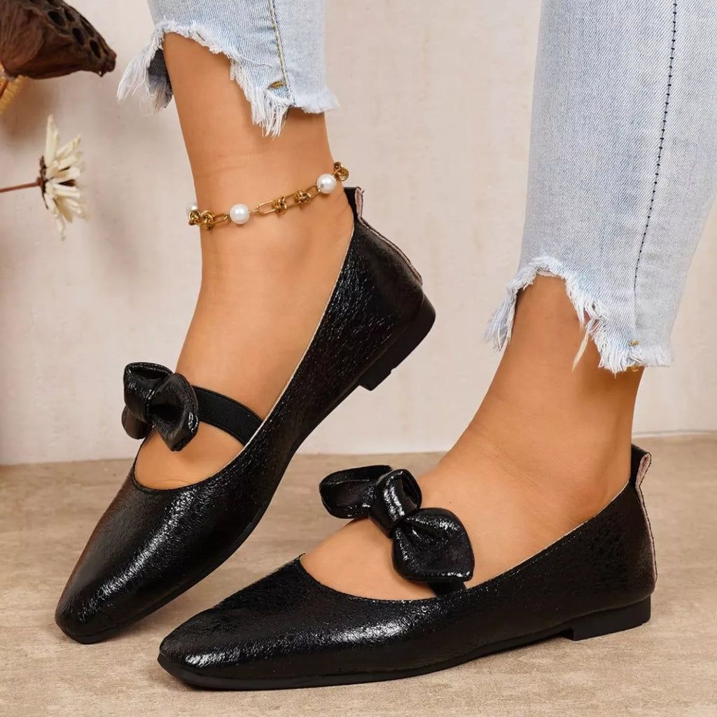 Bow Square Toe Slip-Ons