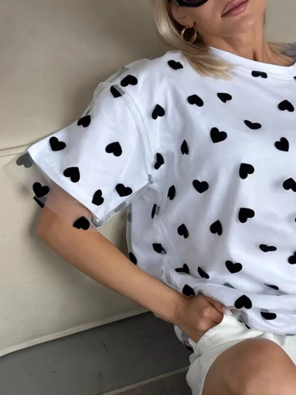 Heart Print Oversized T-Shirt