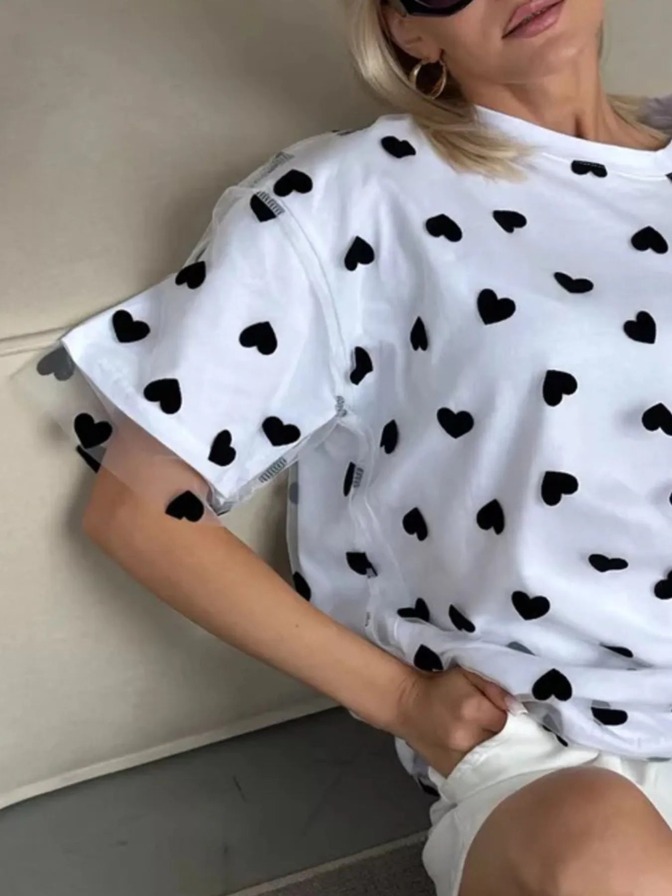 Heart Print Oversized T-Shirt