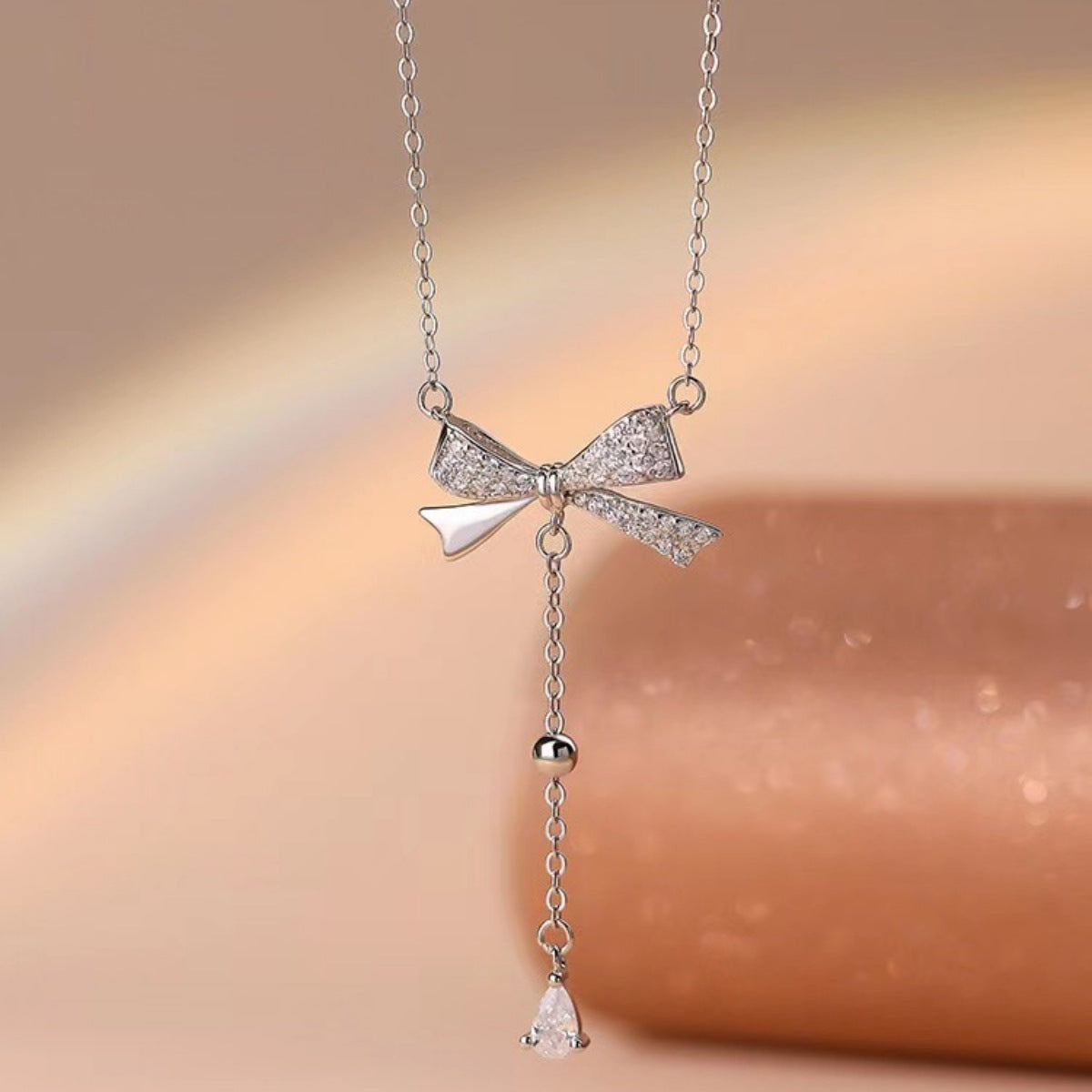 925 Sterling Silver Bow Pendant Necklace