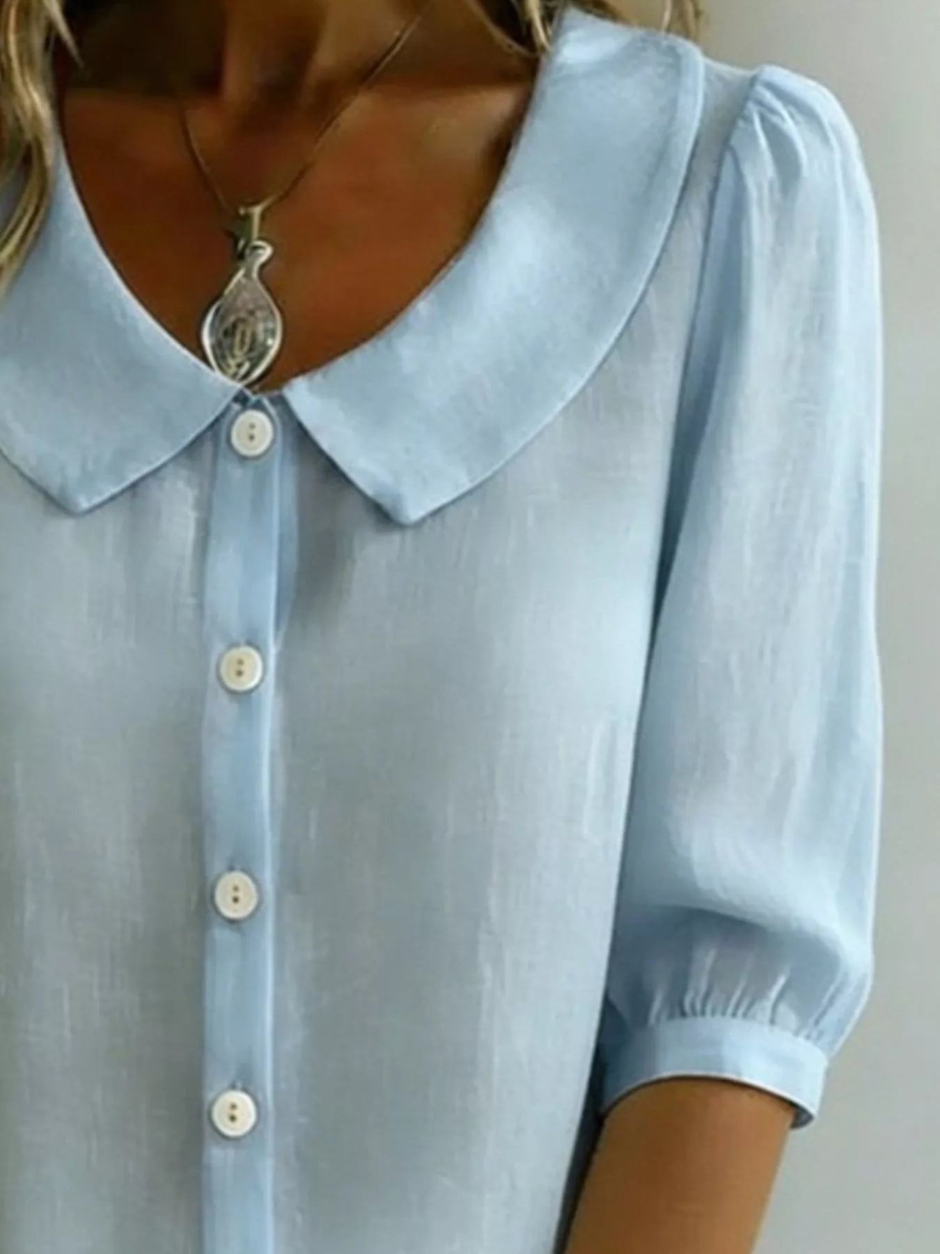 Peter Pan Collar Puff Sleeve Shirt