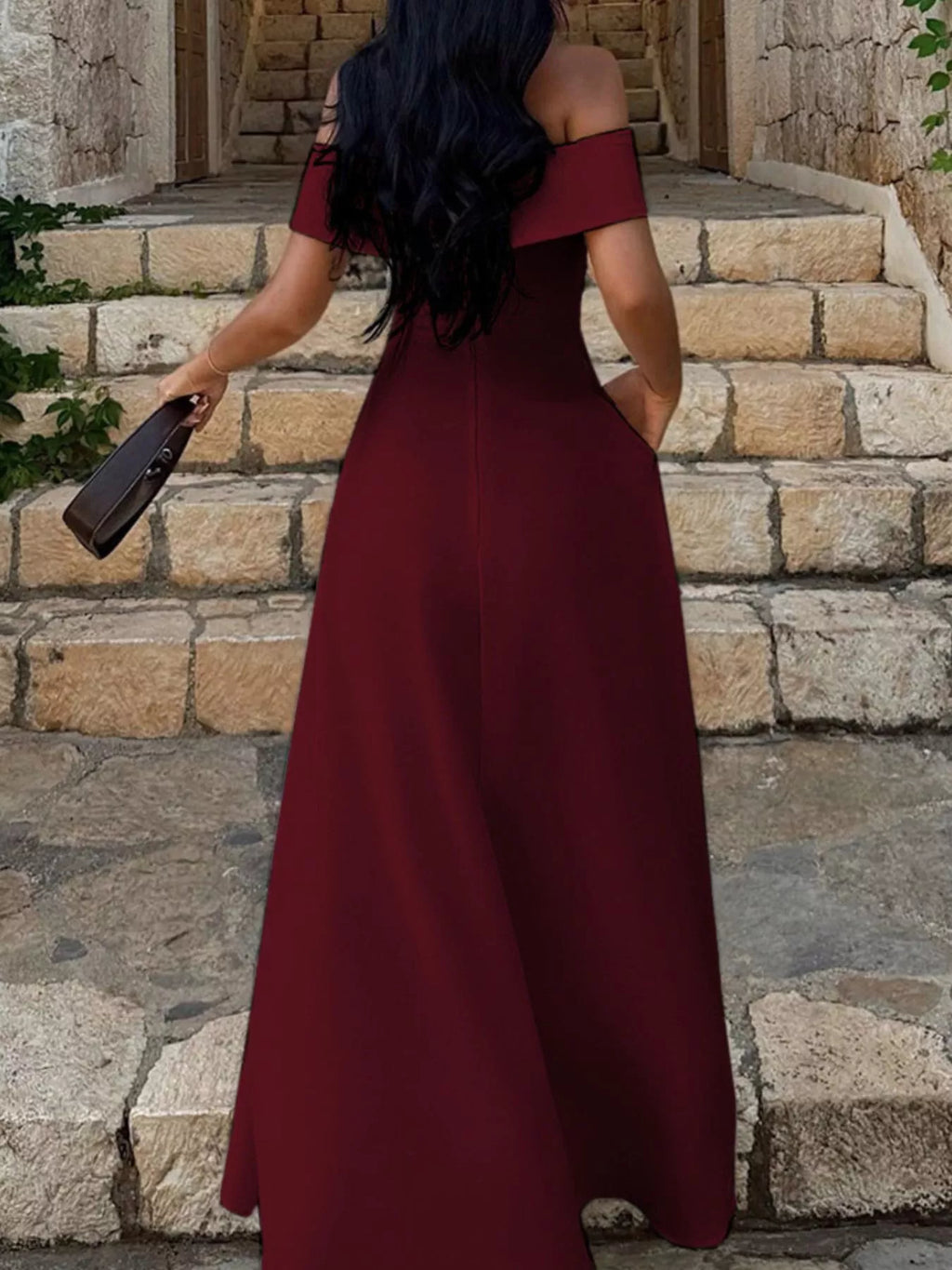 Off-Shoulder A-Line Maxi Dress