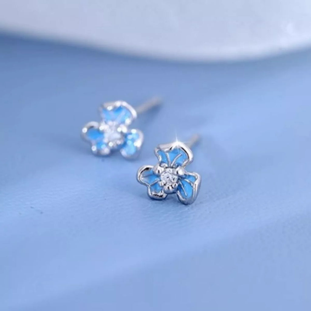 999 Sterling Silver Flower Stud Earrings
