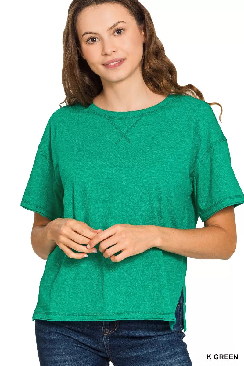 Zenana Cotton Slub Short Sleeve Tee