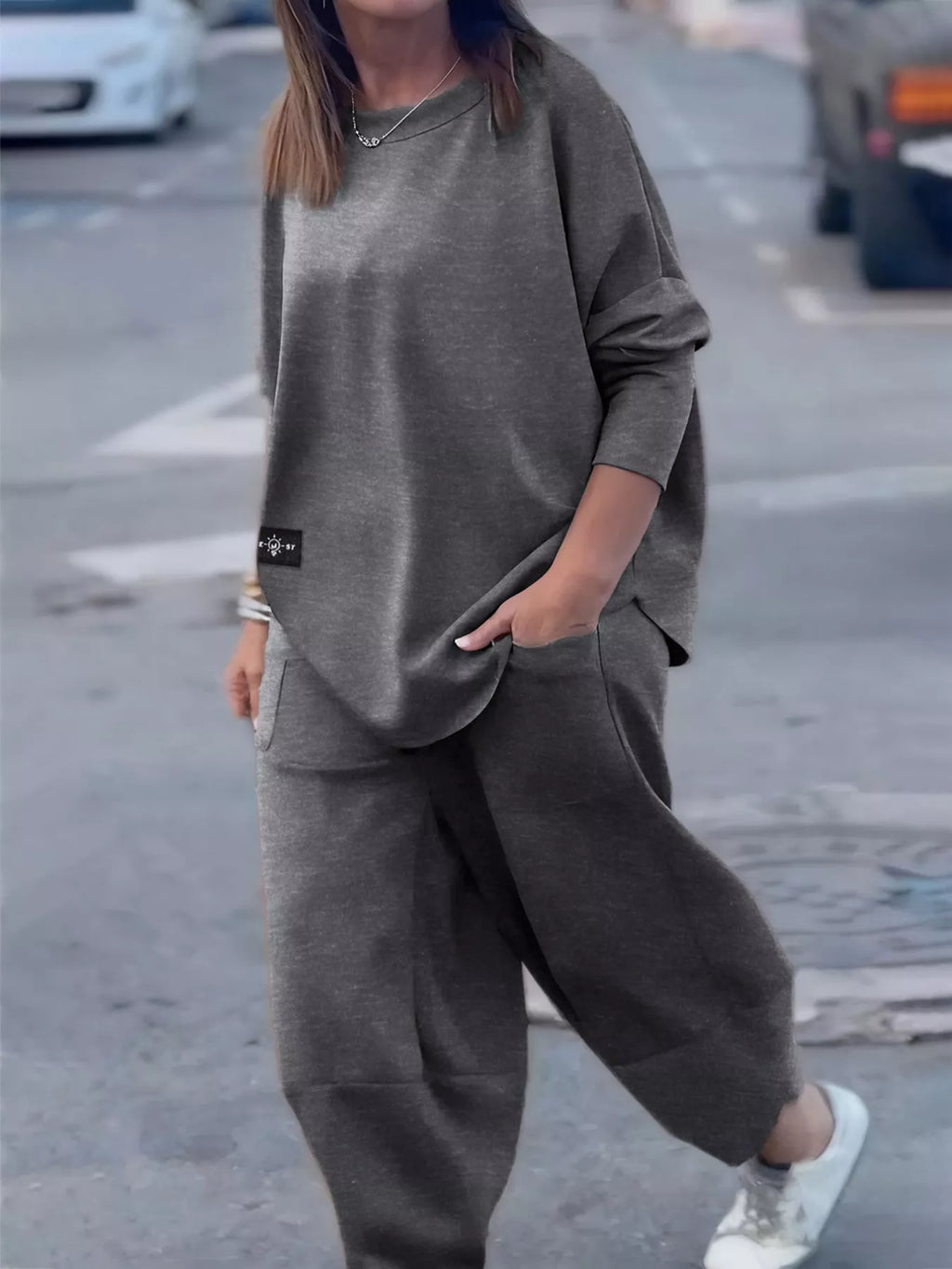 Plus Size Casual Loose Fit Top and Pants Two-Piece Set