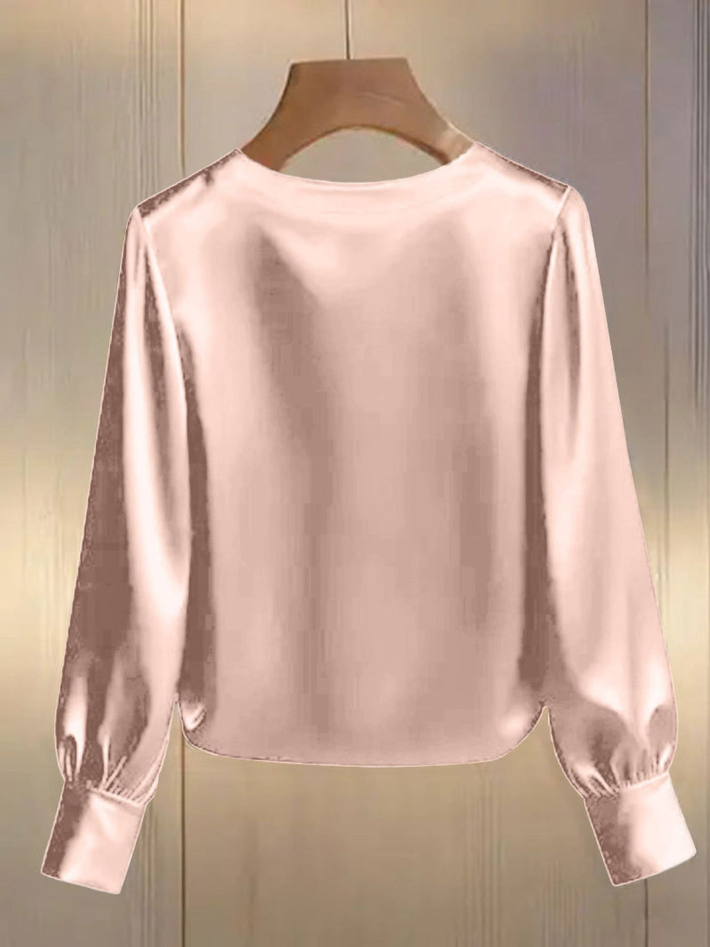 Pearl Trim Round Neck Silk Blouse