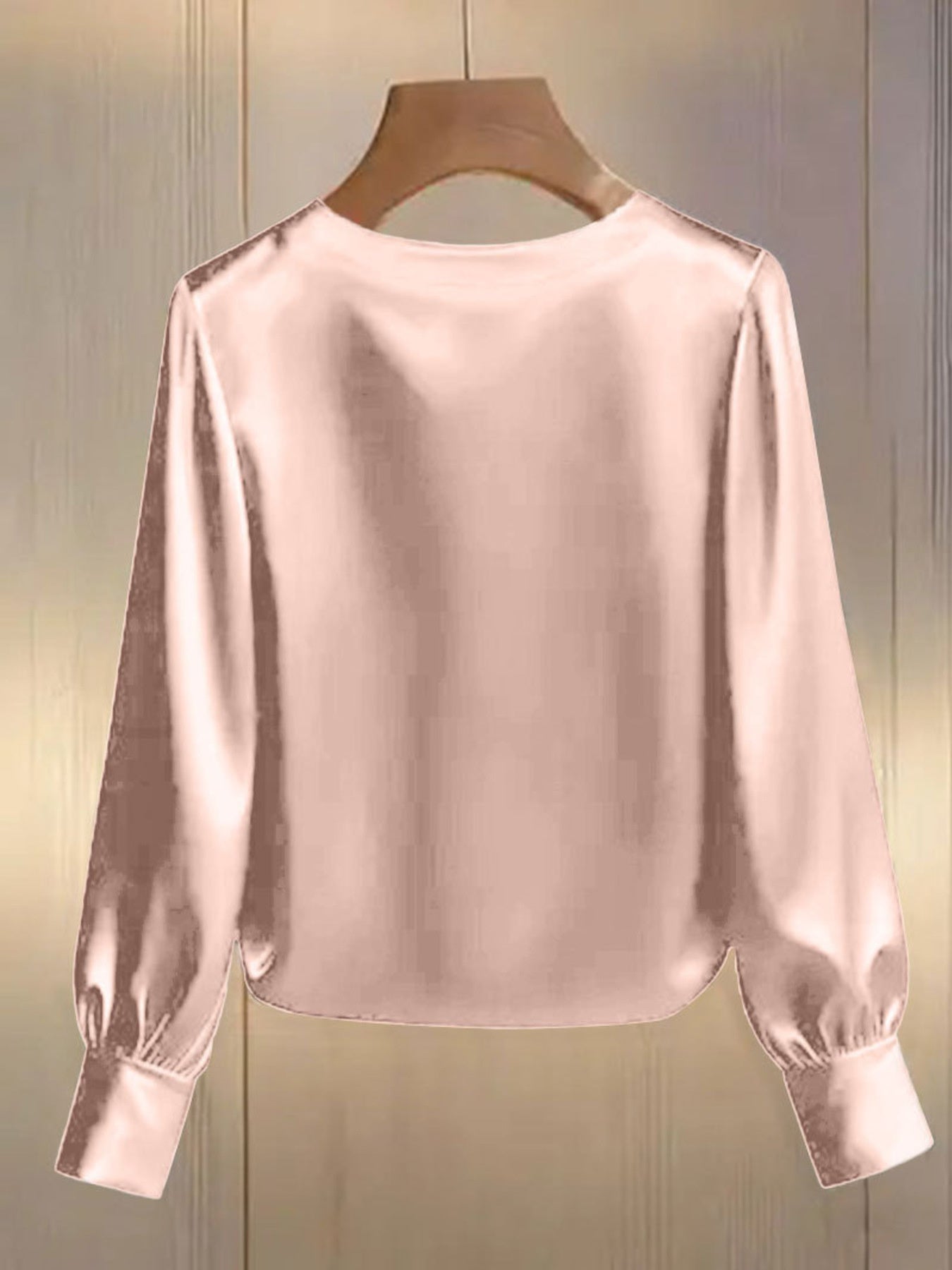 Pearl Trim Round Neck Silk Blouse