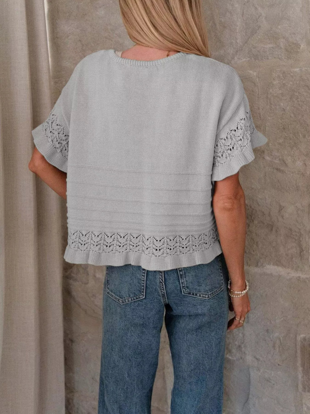 Lace Trimmed Knit Top