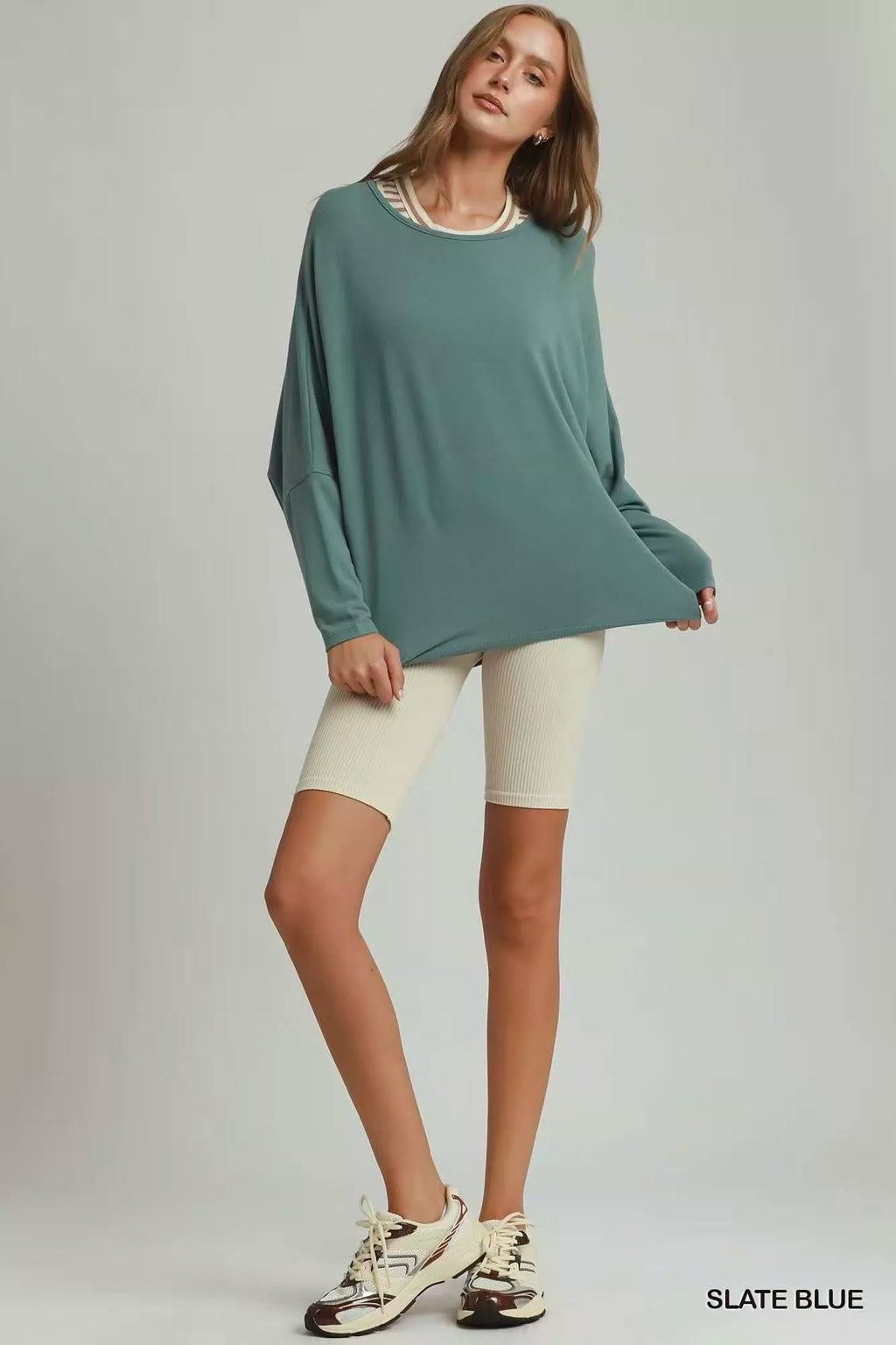 Umgee Batwing Round Neck Long Sleeve Top