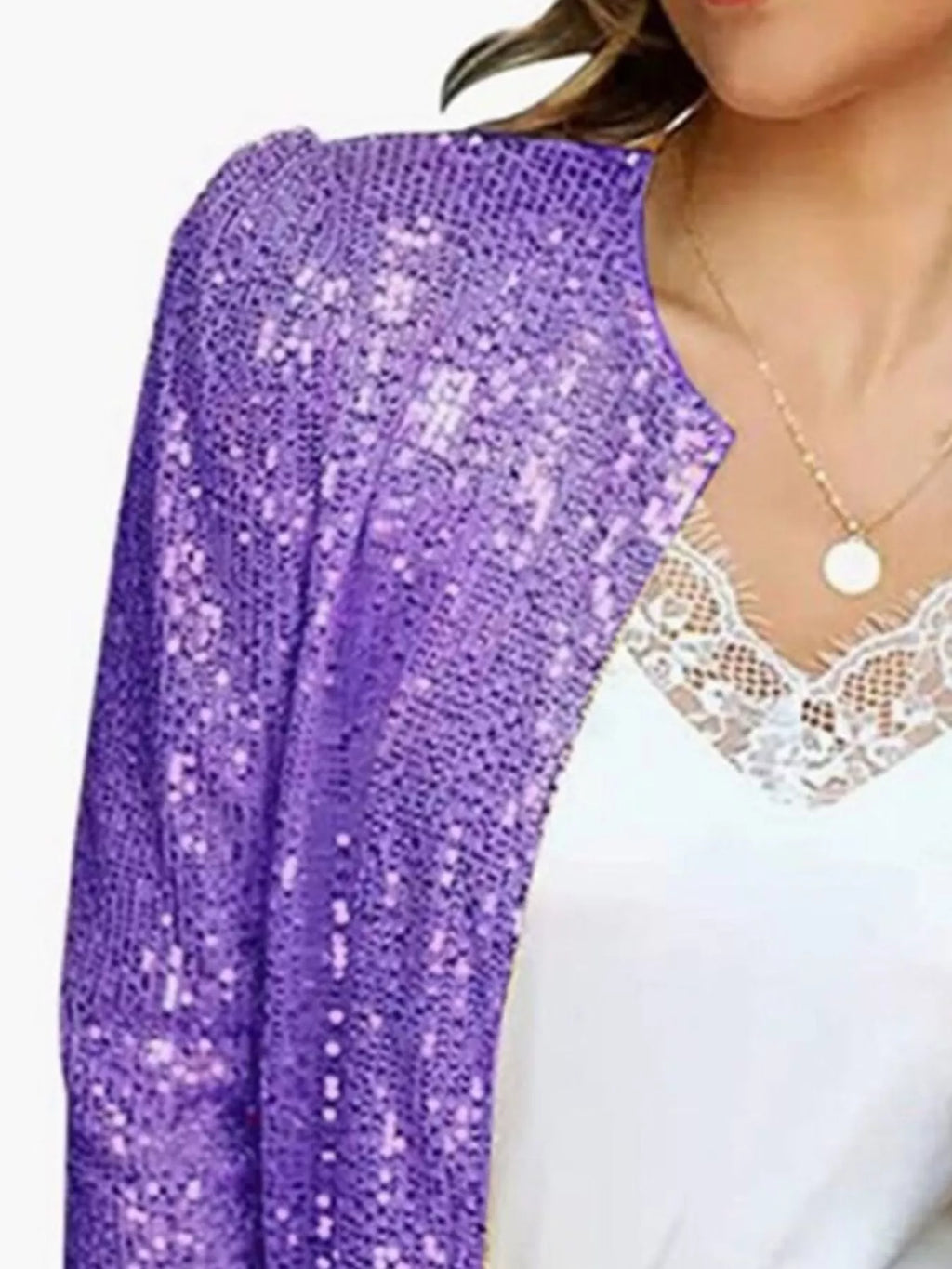 Full Size Sequin Long Sleeve Jacket Plus Size