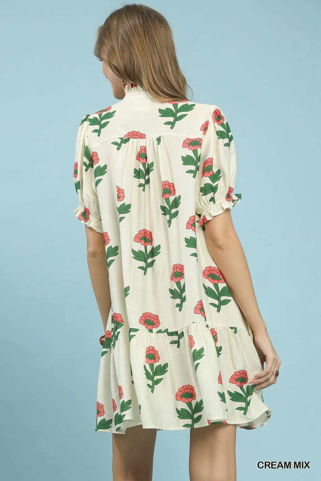 Umgee Floral Print Babydoll Dress