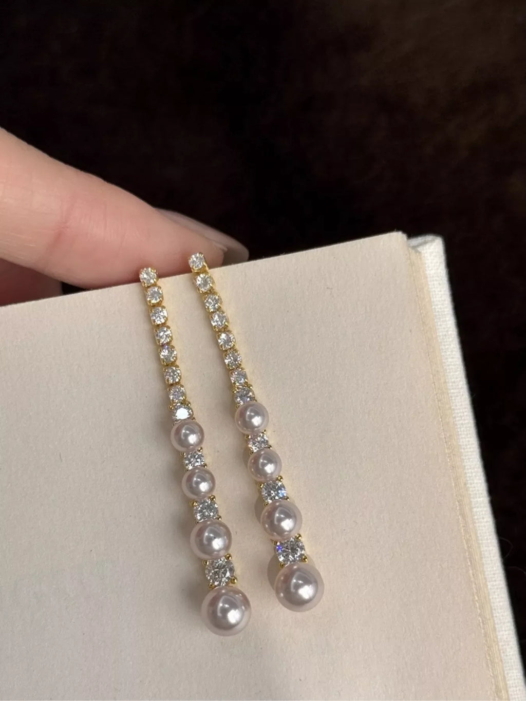 Pearl Zircon Drop Earrings
