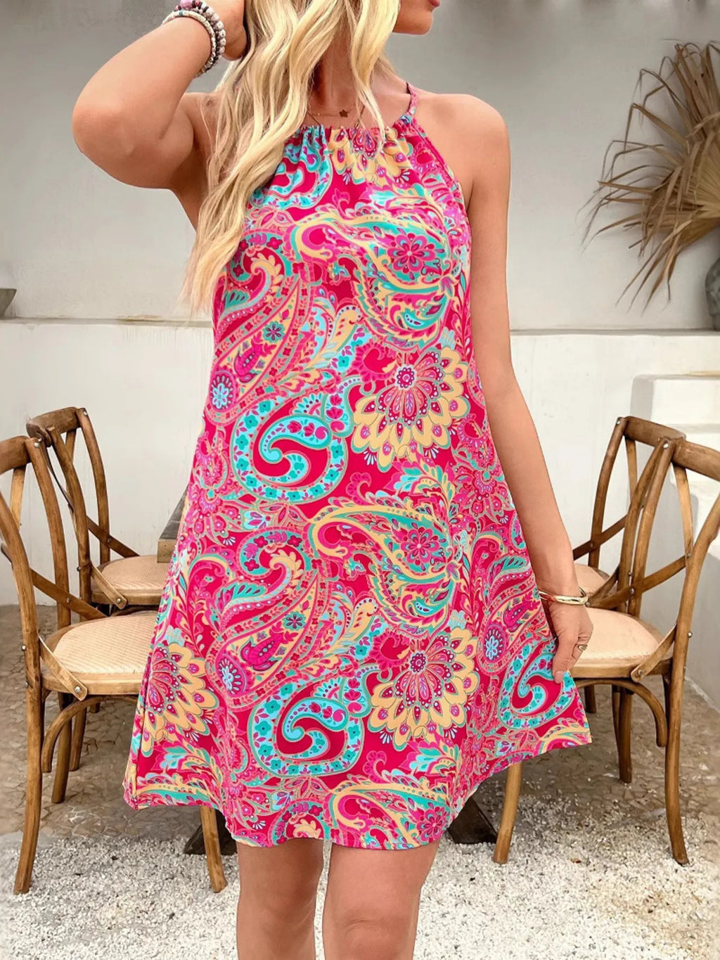 Paisley Print Halter Summer Dress