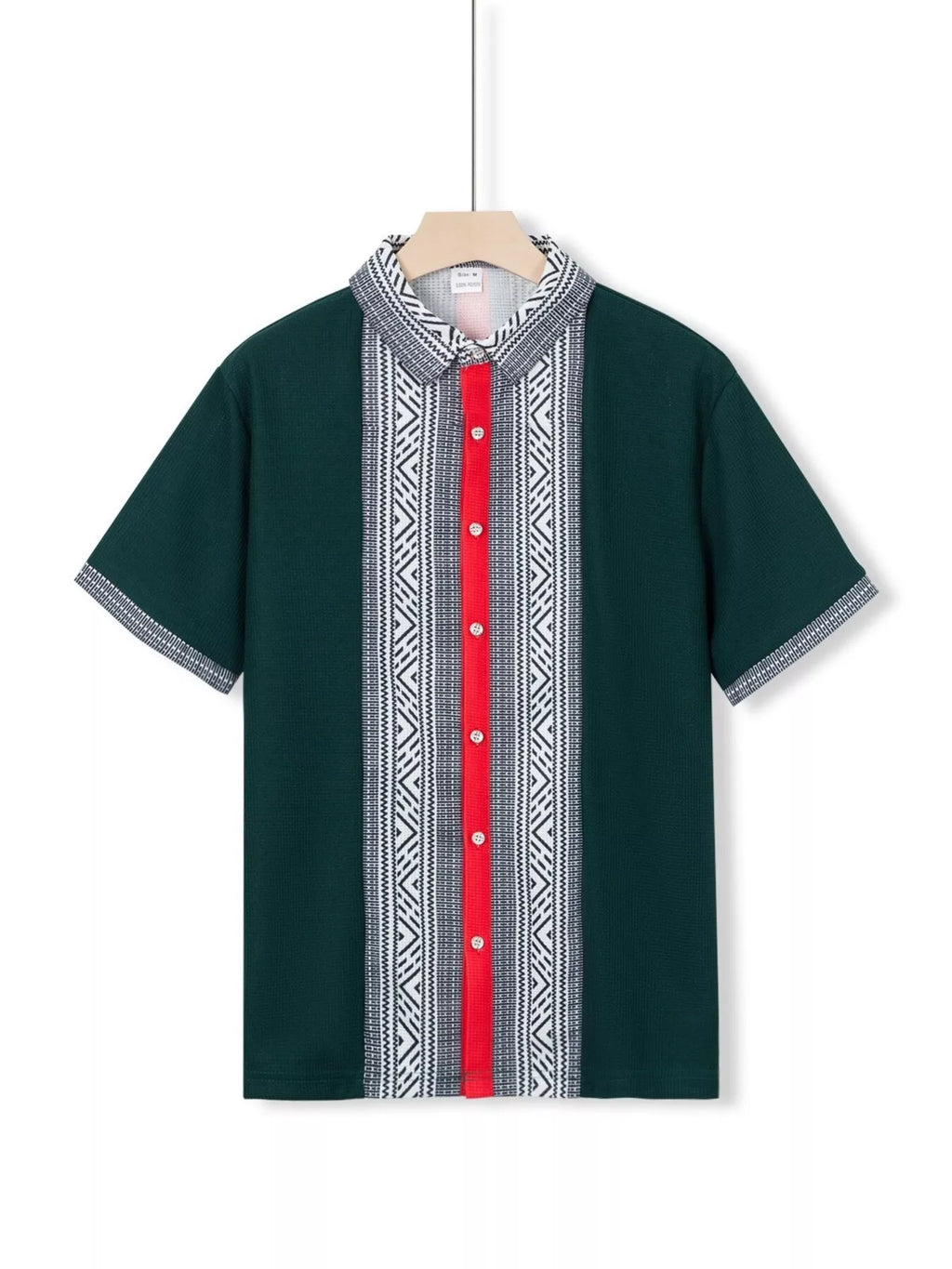 Men's Full Size Casual Geometric Print Short Sleeve Shirt Plus Size