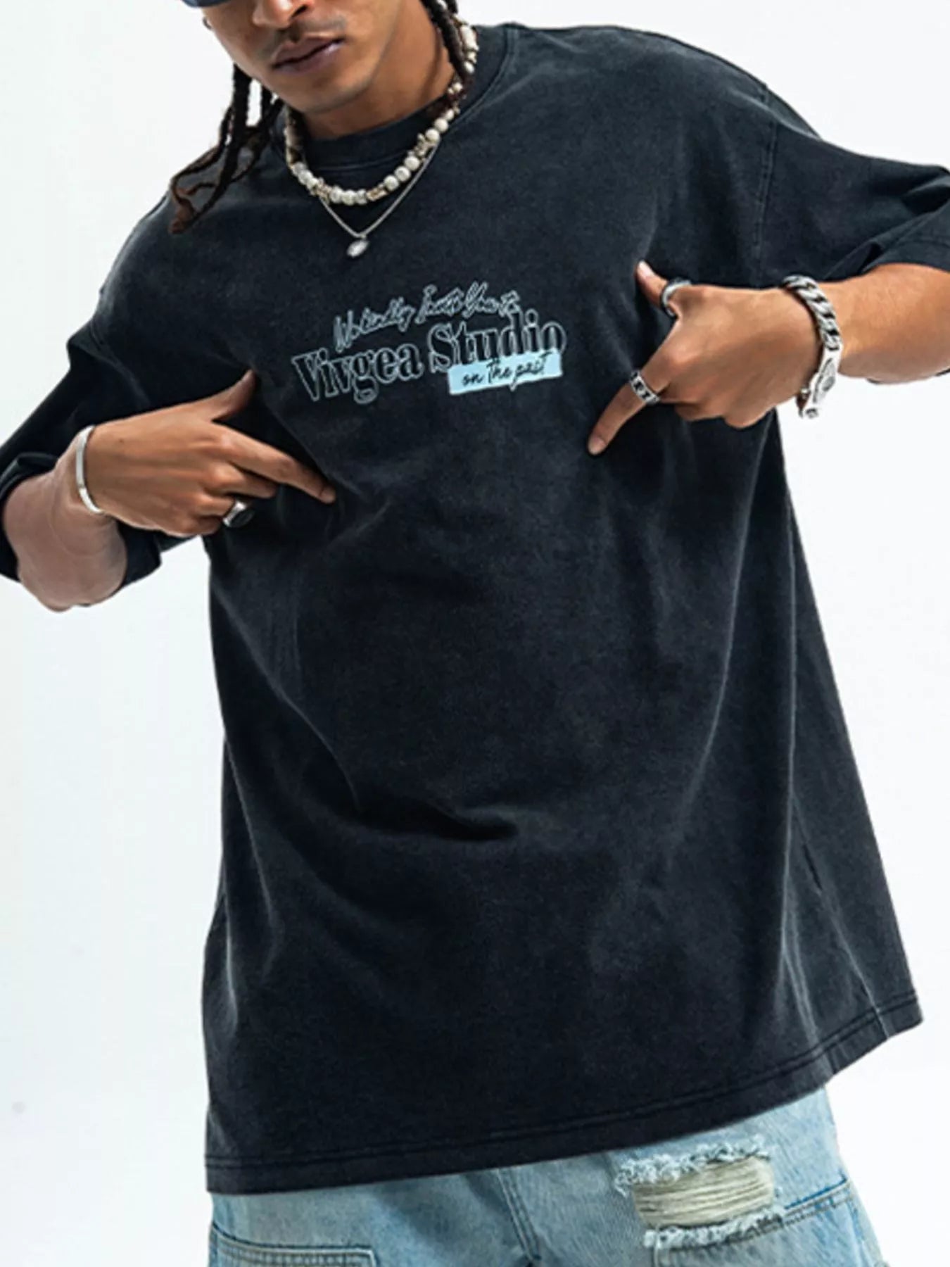 Men's Letter Round Neck Short Sleeve T-Shirt