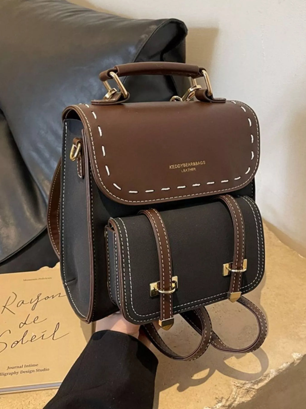 Vintage Style Leather Backpack Bag