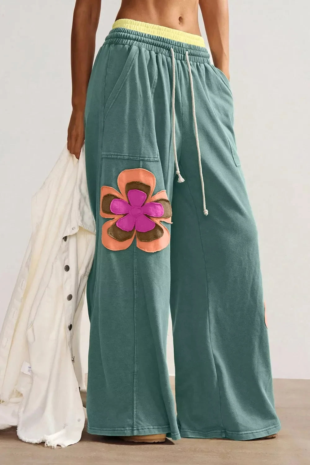 Floral Patchwork Wide Leg Pants